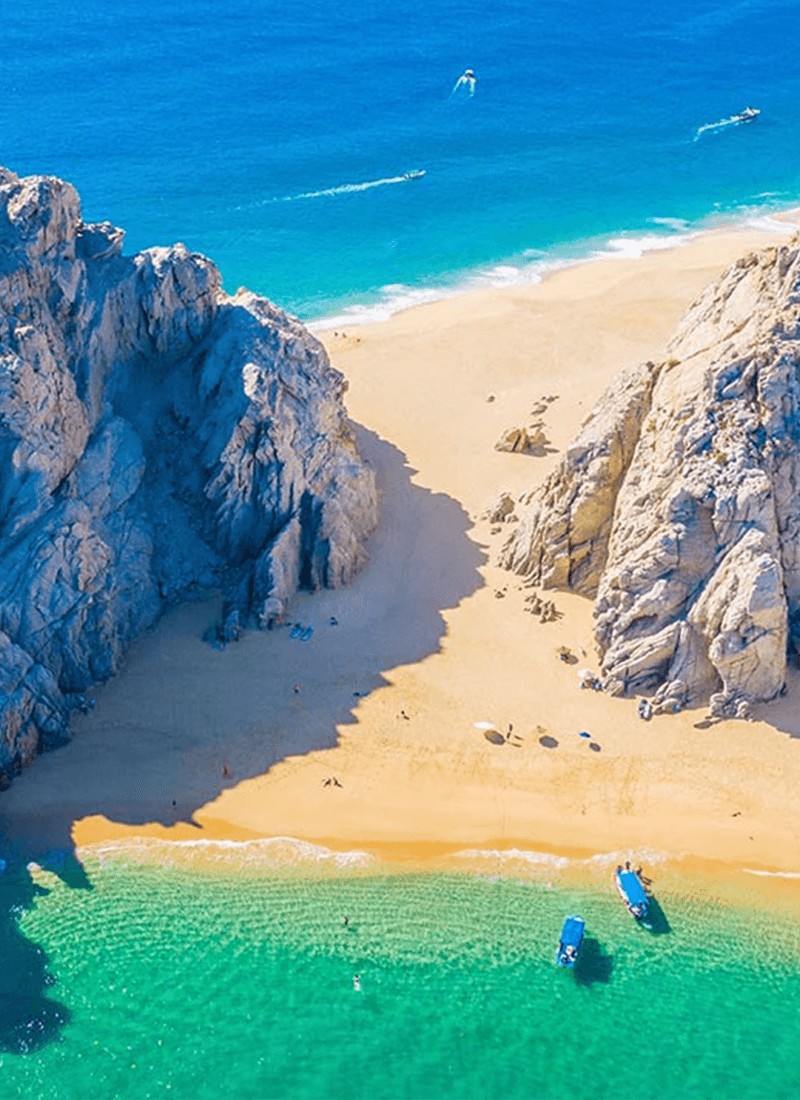 Lover's Beach and Divorce Beach between the granite cliffs of Land's End