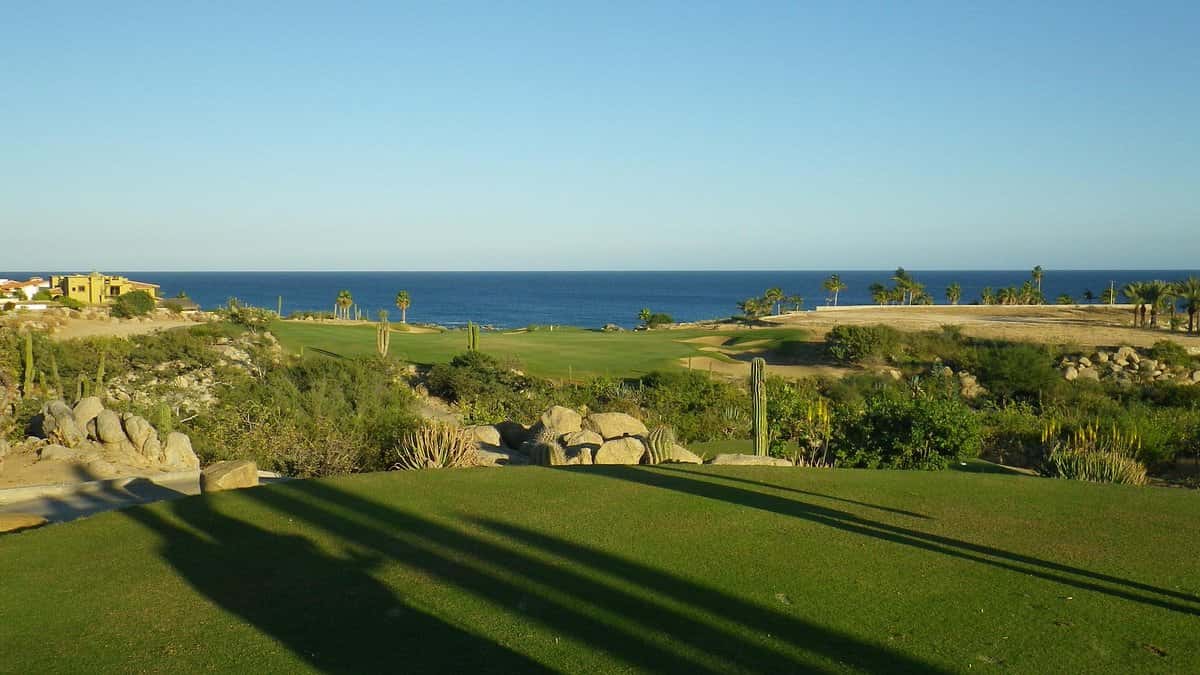 Golf course fairway looking toward the sea in Cabo San Lucas