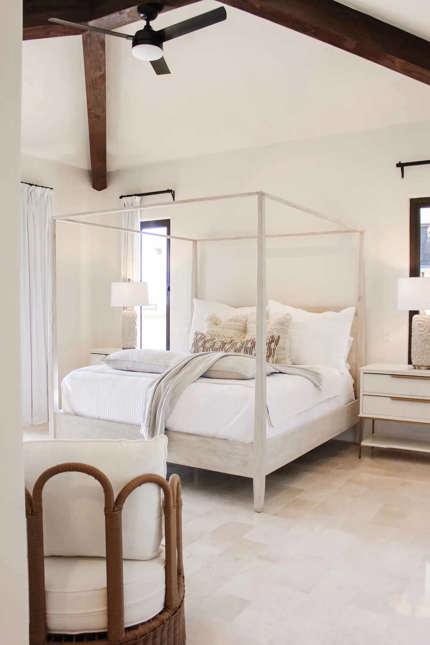 Master bedroom with canopy king bed