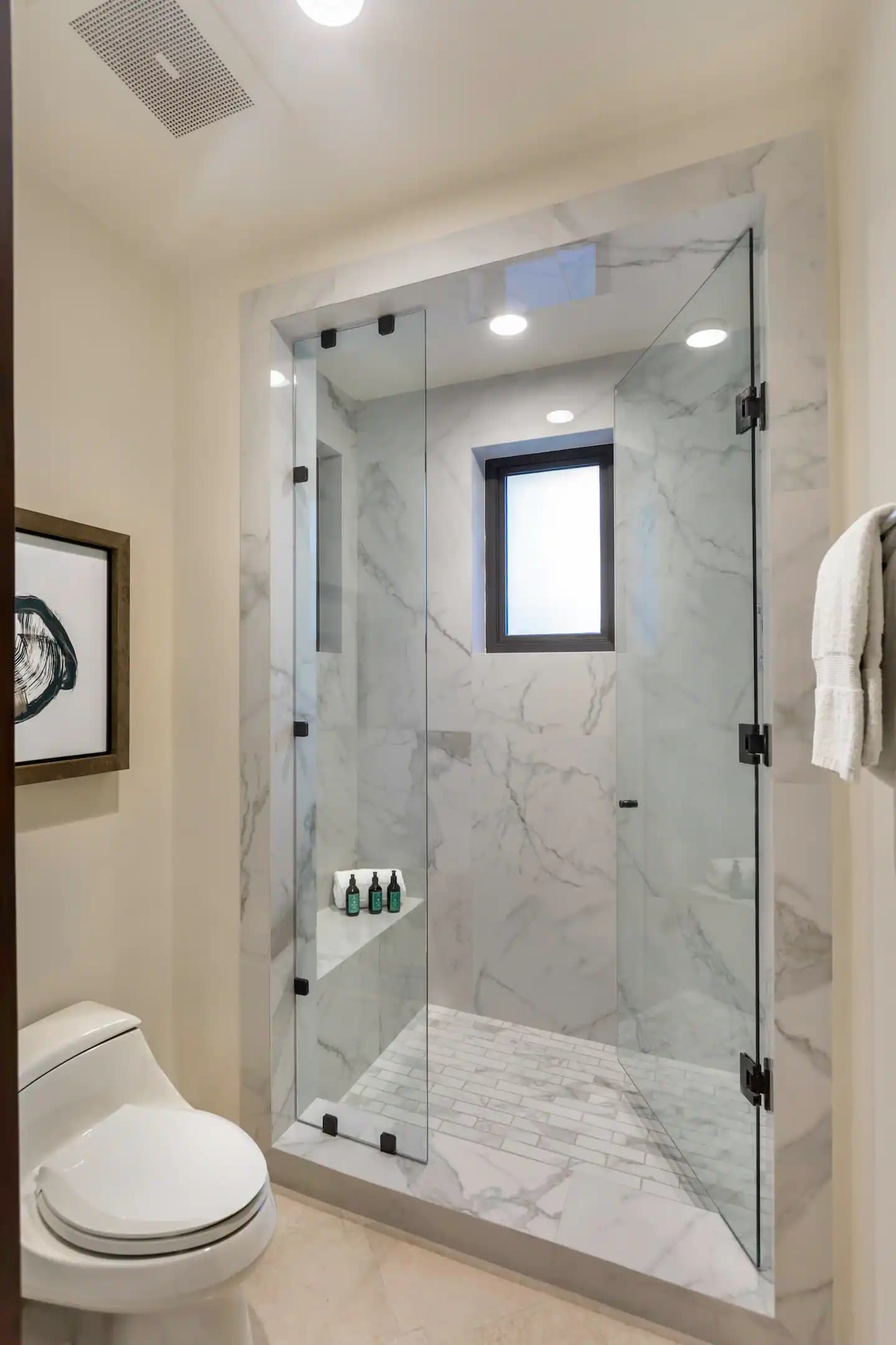 Marble walk-in shower